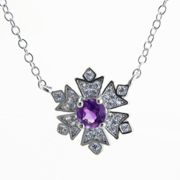 Genuine Amethyst Sterling Silver Necklace - Picture 1 of 3